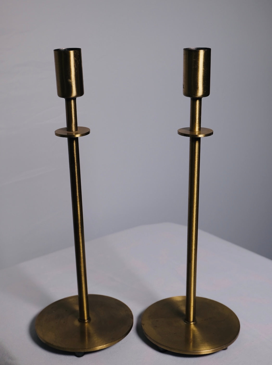 Solid Brass Pillar Candlesticks (Pair)