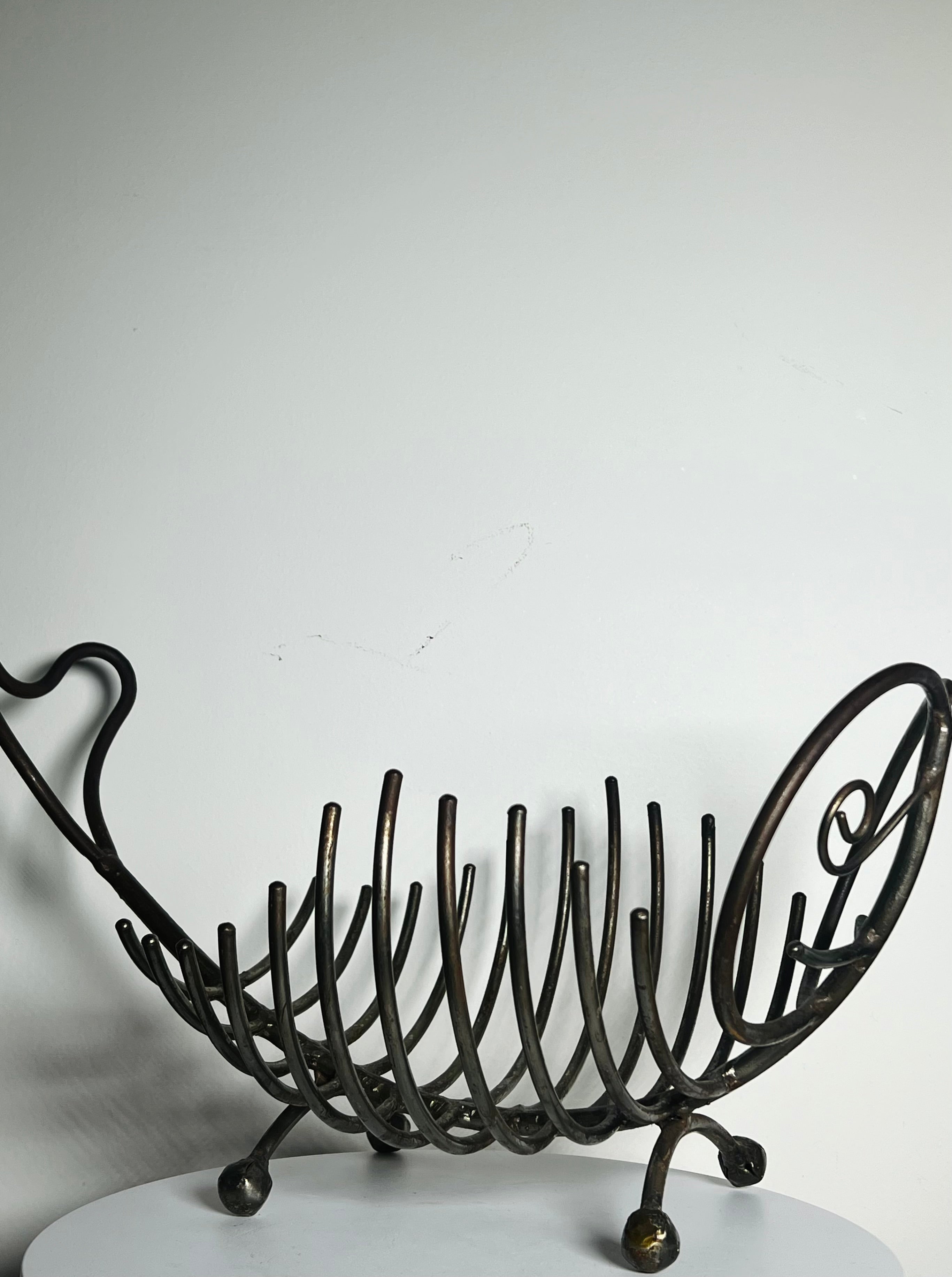 Wrought Iron Fish Bowl Basket (Vintage)