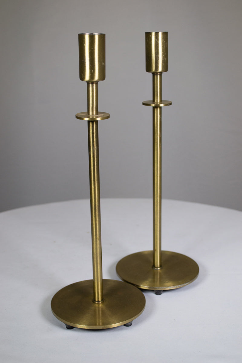 Solid Brass Pillar Candlesticks (Pair)